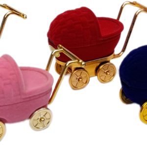 8002 - Estojo Caixinha Veludo Formato Carrinho de Bebê