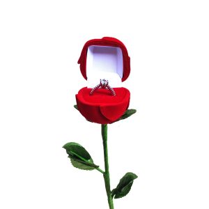 30RG - Estojo Caixinha Veludo Formato Rosa com Cabo