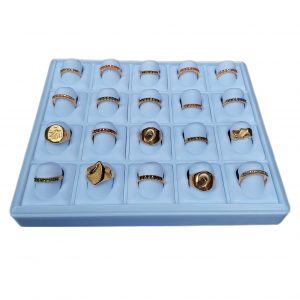 BD20R - Bandeja de Plástico Fino e Silicone para 20 Anéis Branco