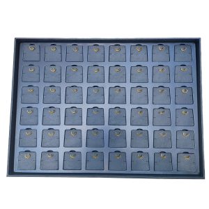 A922 - Bandeja em courino 48 etiquetas para Brinco e Pingente Fenda Preto 37x27x3cm