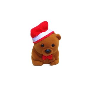 8061N- Estojo Caixinha Veludo Anel Formato Ursinho Médio com Gorro/Touca/Chapéu Natal